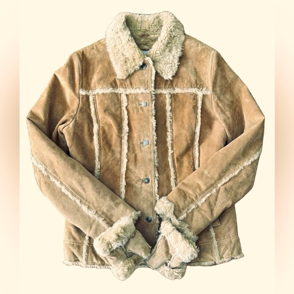 Wilsons Leather Jackets & Blazers - Wilson’s Leather VNT tan suede & faux fur Penny Lane coat w glvs SZ WMNS L